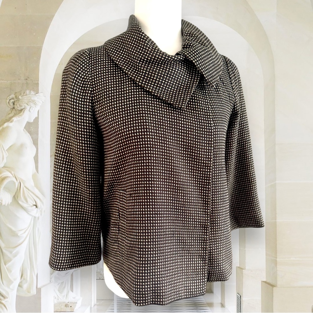 Banana Republic Womens Brown Knit Collared Coat Jacket Size 0 - Picture 1 of 13